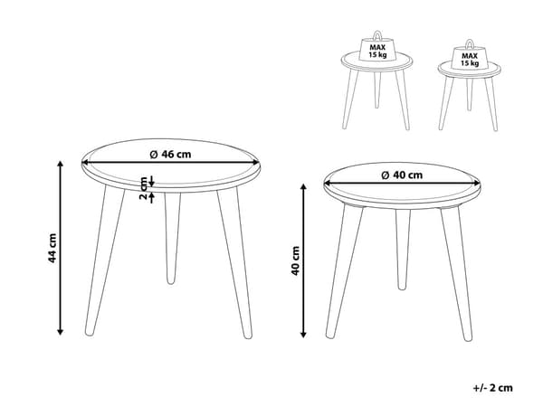 Set med 2 Sidobord Ljust Mangoträ Dekorativt Soff Sidobord Små Vardagsrumsmöbler Orientalisk Design