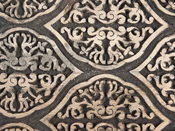 Set med 2 Sidobord Ljust Mangoträ Dekorativt Soff Sidobord Små Vardagsrumsmöbler Orientalisk Design
