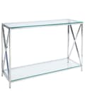 Miniatyrbilde 1 av 7: Konsollbord Gjennomsiktig Glasstopp Sølv Rustfritt Stålramme 78 x 40 cm Glam Moderne Stue Soverom Gang