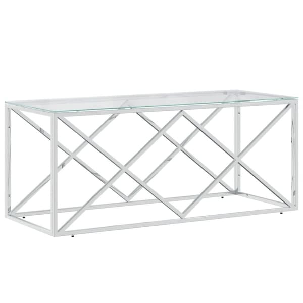 vidaXL Soffbord 110x45x45 cm rostfritt stål och glas
