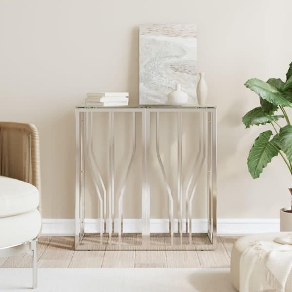 vidaXL konsolbord 70x30x70 cm rustfrit stål og glas