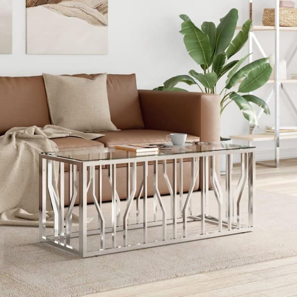 vidaXL sofabord 110x45x45 cm rustfrit stål og glas