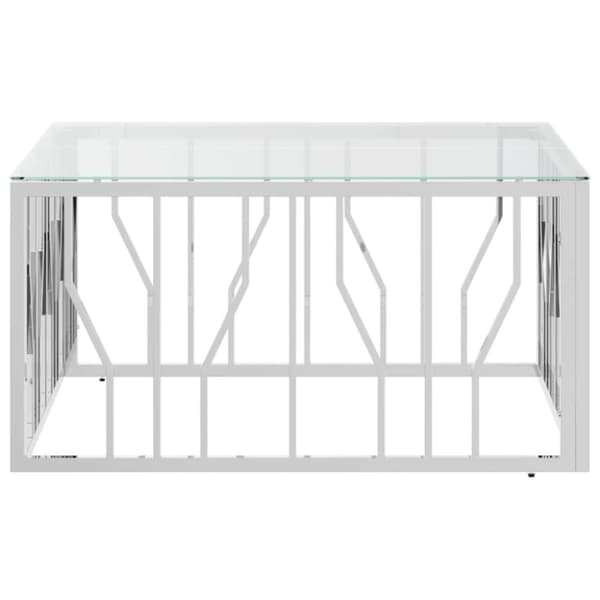 vidaXL Sohvapöytä 80x80x40 cm ruostumaton teräs ja lasi