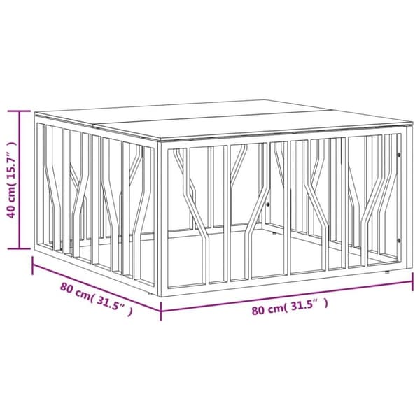 vidaXL Sohvapöytä 80x80x40 cm ruostumaton teräs ja lasi