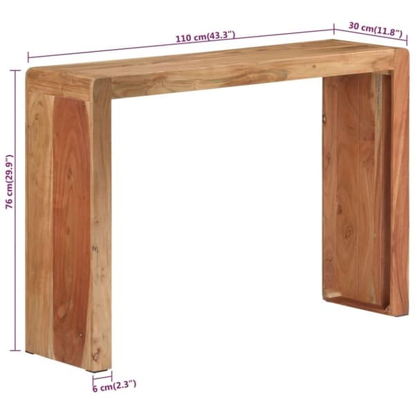 vidaXL Konsollbord 110x30x76 cm heltre akasie