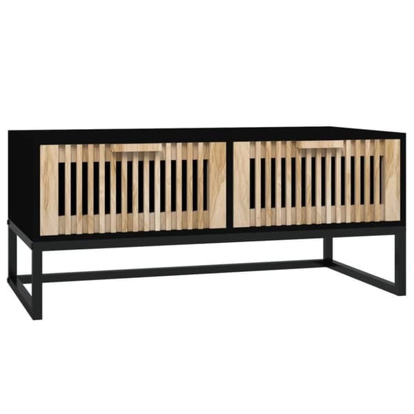 vidaXL Soffbord svart 80x40x35 cm konstruerat trä och järn