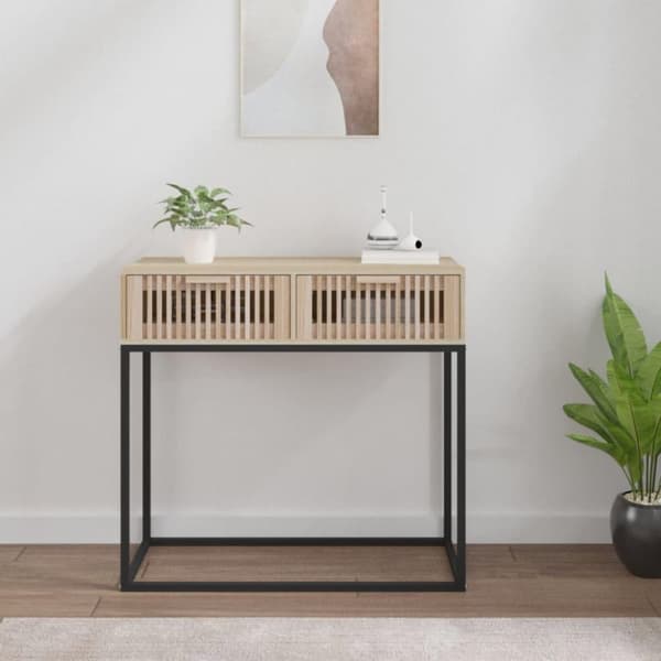 vidaXL Konsolipöytä 80x30x75 cm tekninen puu ja rauta