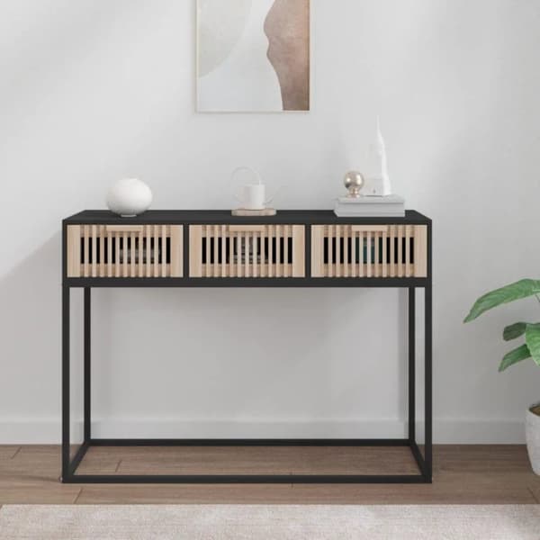 vidaXL konsolbord 105x30x75 cm konstrueret træ og jern sort
