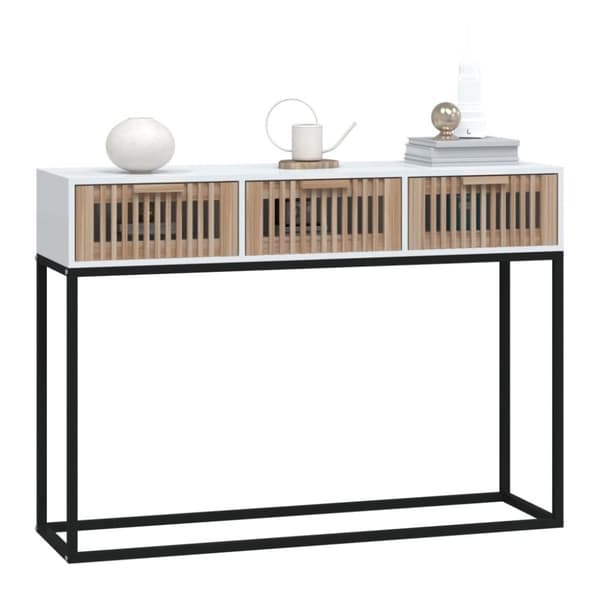 vidaXL konsolbord 105x30x75 cm konstrueret træ og jern hvid
