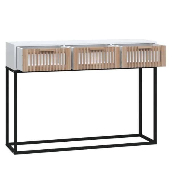 vidaXL konsolbord 105x30x75 cm konstrueret træ og jern hvid