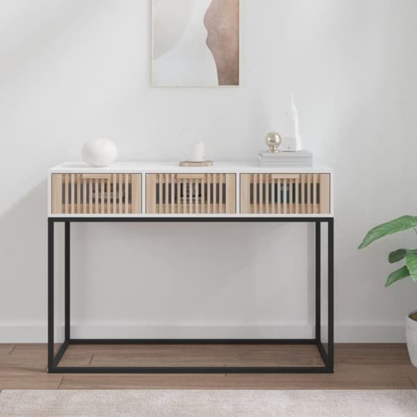 vidaXL konsolbord 105x30x75 cm konstrueret træ og jern hvid