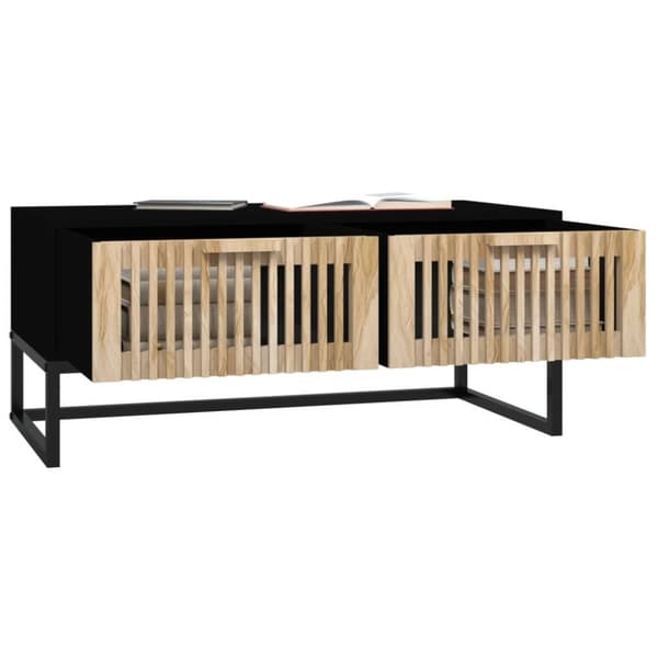 vidaXL Sohvapöytä musta 80x40x35 cm tekninen puu ja rauta