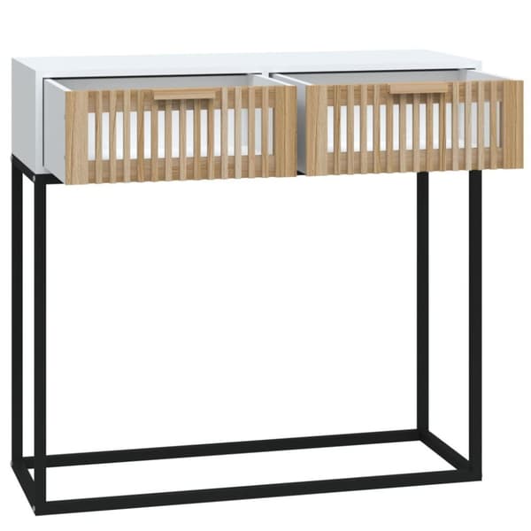 vidaXL Konsolipöytä valkoinen 80x30x75 cm tekninen puu ja rauta