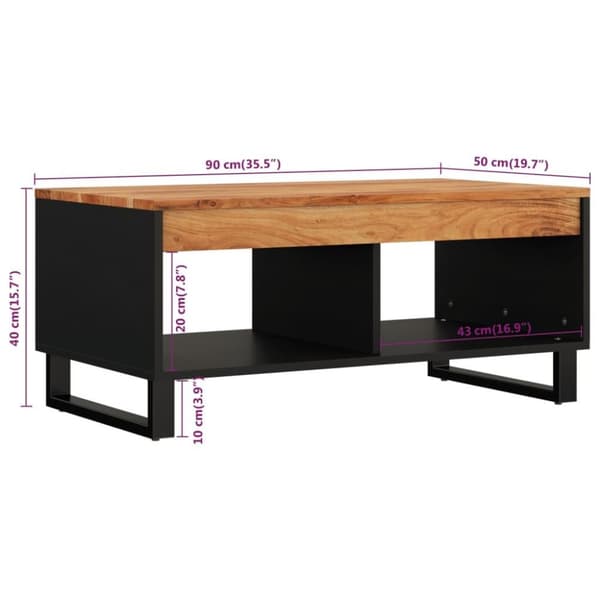 vidaXL sofabord 90x50x40 cm massivt akacietræ