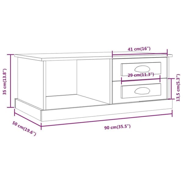 vidaXL sofabord 90x50x35 cm konstrueret træ sort