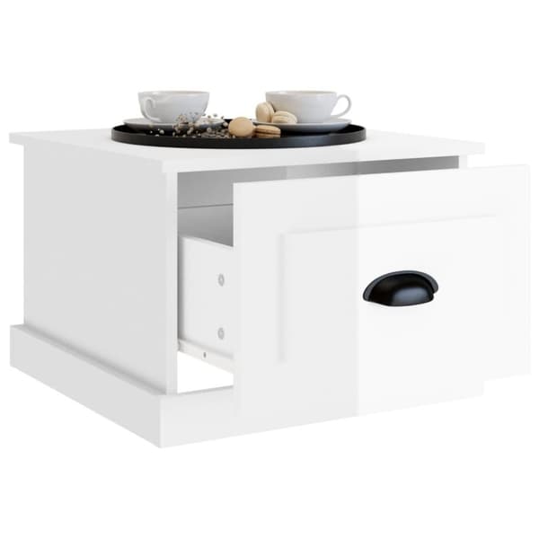 vidaXL sofabord 50x50x35 cm konstrueret træ hvid højglans
