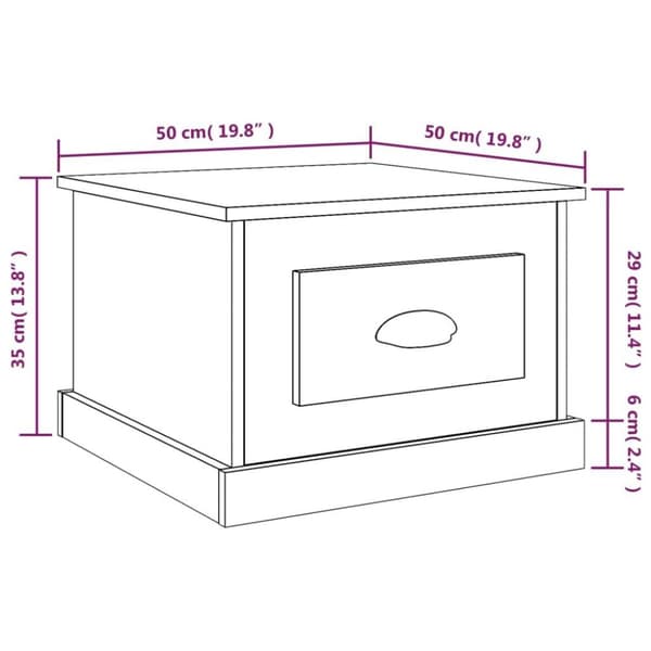 vidaXL Soffbord sonoma-ek 50x50x35 cm konstruerat trä