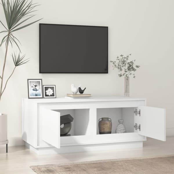 vidaXL Sohvapöytä korkeakiilto valkoinen 102x50x44 cm tekninen puu