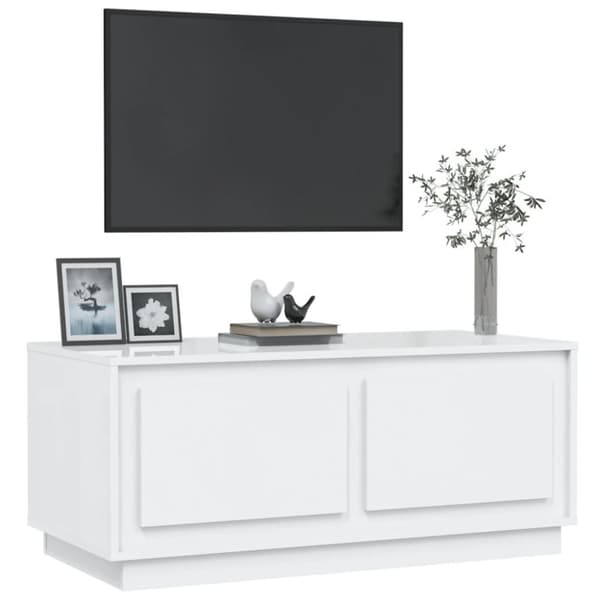 vidaXL Sohvapöytä korkeakiilto valkoinen 102x50x44 cm tekninen puu
