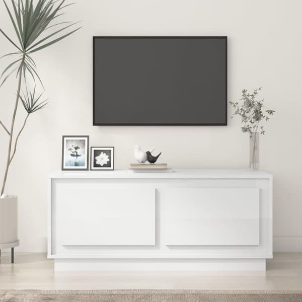 vidaXL Sohvapöytä korkeakiilto valkoinen 102x50x44 cm tekninen puu
