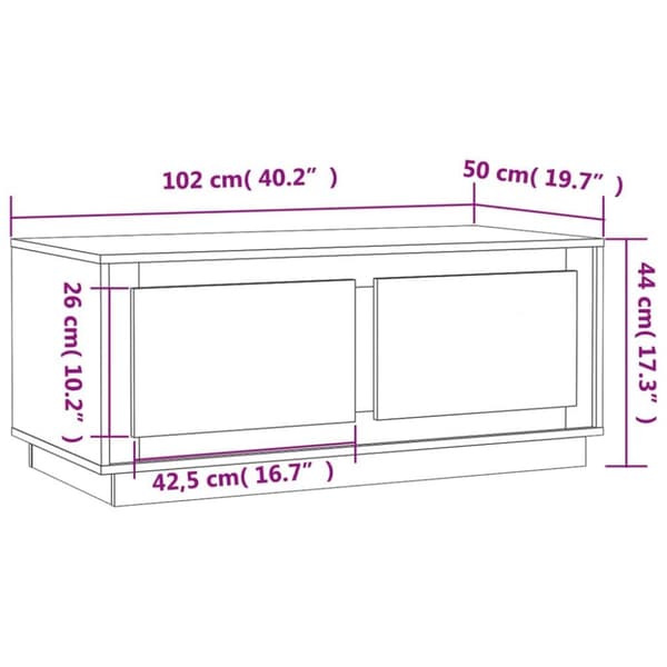 vidaXL Sohvapöytä Sonoma-tammi 102x50x44 cm tekninen puu