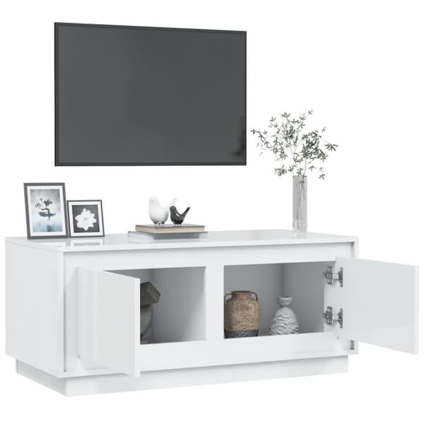 vidaXL Soffbord vit högglans 102x50x44 cm konstruerat trä