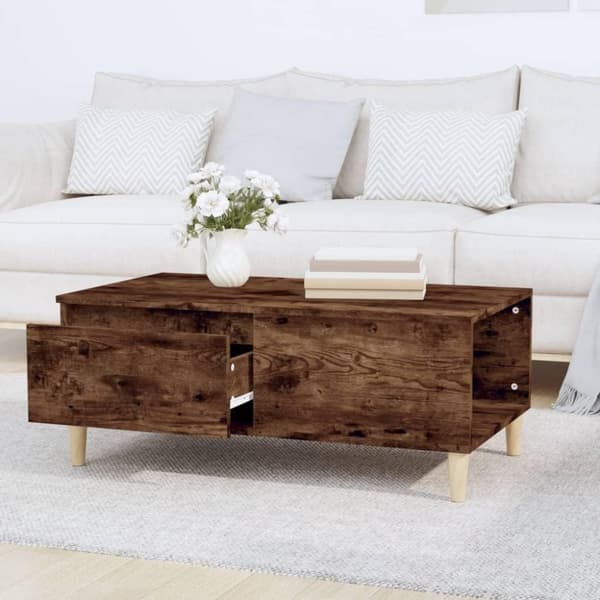 vidaXL sofabord 90x50x36,5 cm konstrueret træ røget egetræsfarve