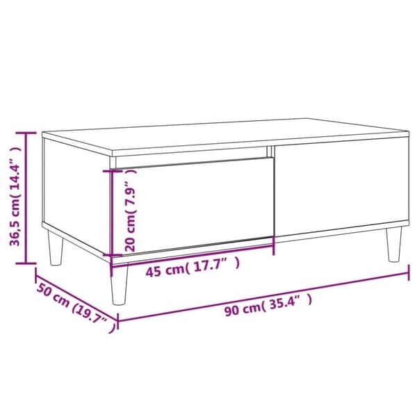 vidaXL sofabord 90x50x36,5 cm konstrueret træ røget egetræsfarve