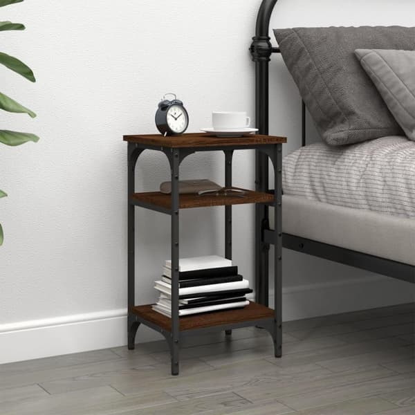 vidaXL sidebord 35x30x60 cm konstrueret træ brun egetræsfarve