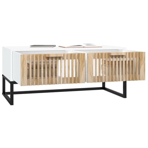 vidaXL sofabord 80x40x35 cm konstrueret træ og jern hvid
