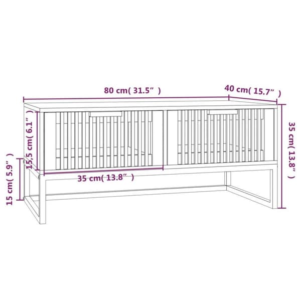 vidaXL sofabord 80x40x35 cm konstrueret træ og jern hvid