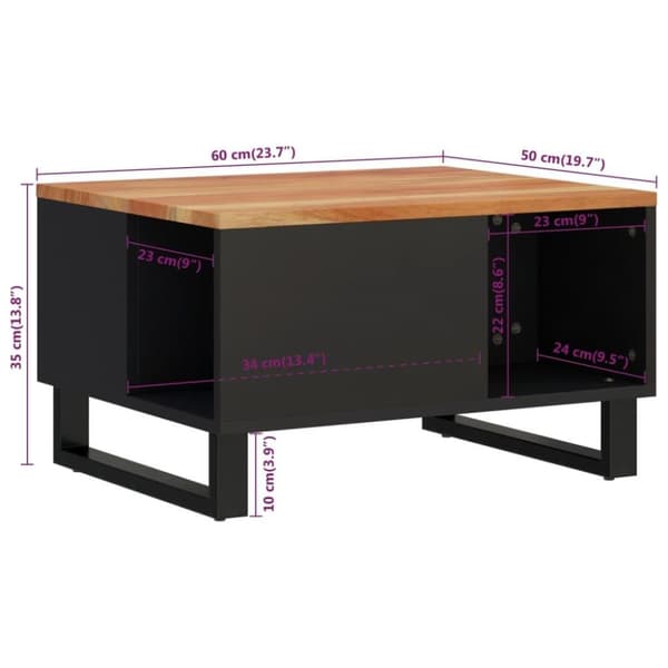 vidaXL sofabord 60x50x35 cm massivt akacietræ