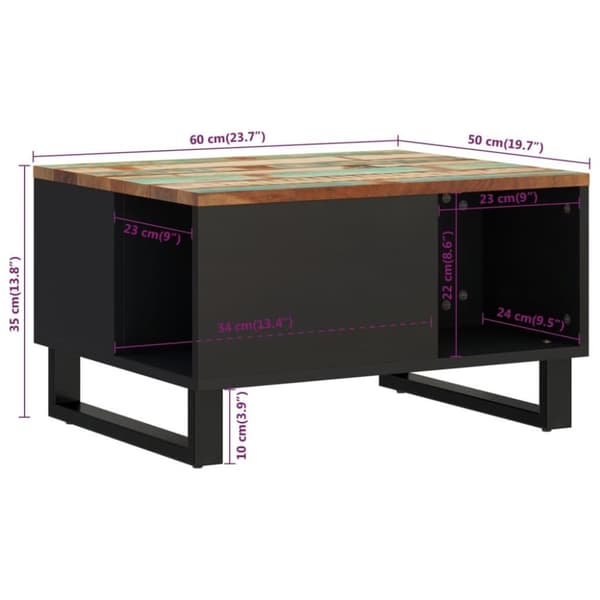 vidaXL sofabord 60x50x35 cm massivt genbrugstræ