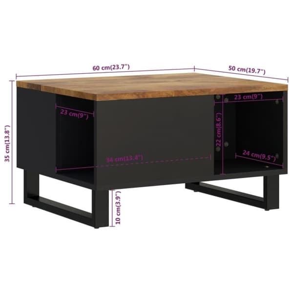 vidaXL Soffbord 60x50x35 cm massivt mangoträ