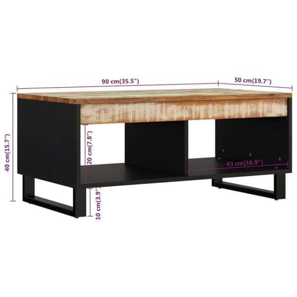 vidaXL sofabord 90x50x40 cm massivt genbrugstræ