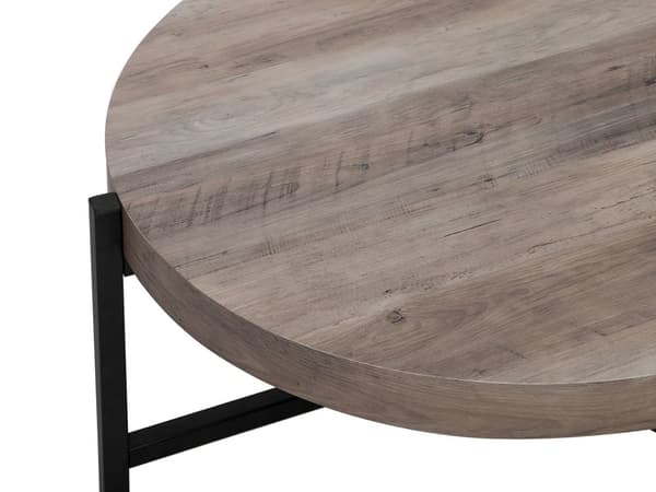 Sofabord Taupe Treplate Svart Metallben 70 cm Rund Moderne Industri