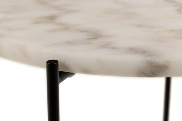 Avila sidobord Ø42cm marmor vit.