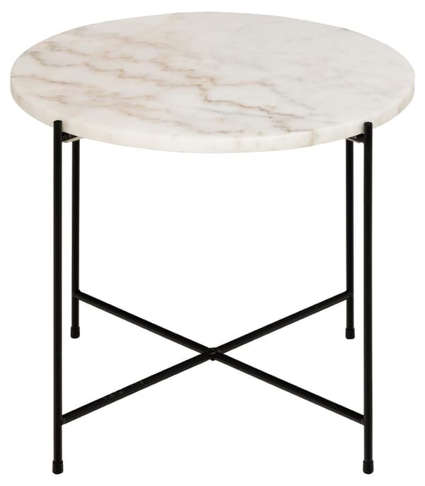 Avila hjørnebord Ø52cm marmor hvid.