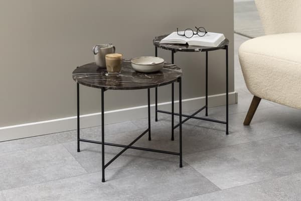 Avila hjørnebord Ø52cm marmor brun.