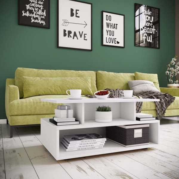 Esila soffbord 4 hyllor vit.