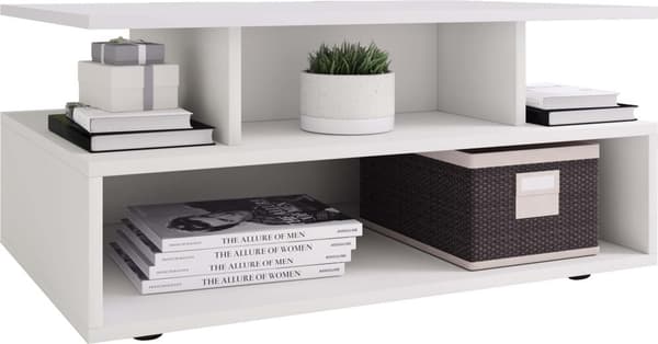 Esila soffbord 4 hyllor vit.
