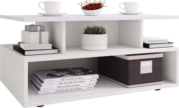 Esila soffbord 4 hyllor vit.