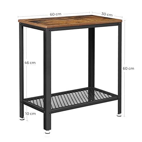 Vasagle Industriel sidebord, slutbord, natbord med mesh -hylde, rustik brun
