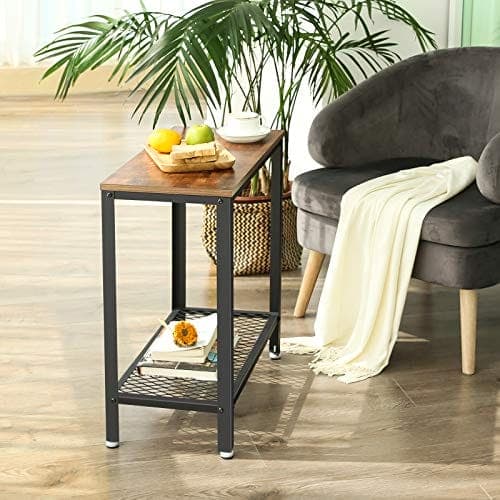 Vasagle Industriel sidebord, slutbord, natbord med mesh -hylde, rustik brun