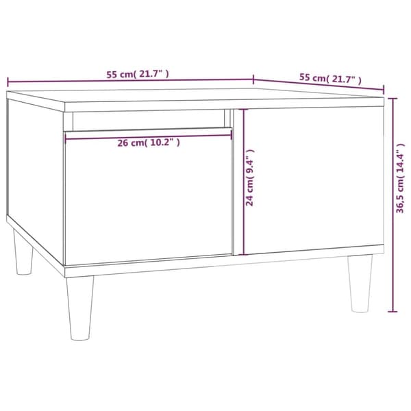 vidaXL Soffbord rökfärgad ek 55x55x36,5 cm konstruerat trä