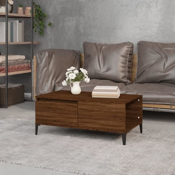 vidaXL sofabord 90x50x36,5 cm konstrueret træ brun egetræsfarve
