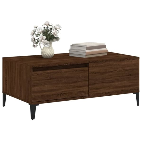 vidaXL sofabord 90x50x36,5 cm konstrueret træ brun egetræsfarve