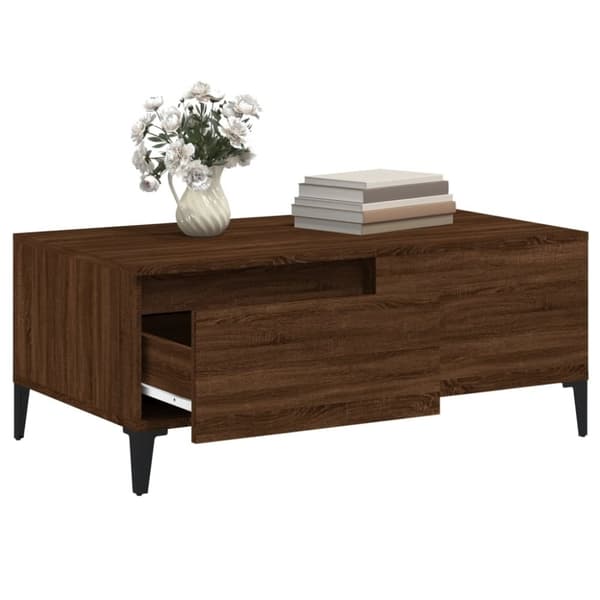 vidaXL sofabord 90x50x36,5 cm konstrueret træ brun egetræsfarve
