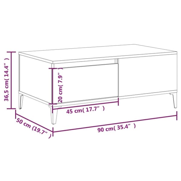 vidaXL sofabord 90x50x36,5 cm konstrueret træ brun egetræsfarve