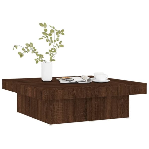 vidaXL Salongbord brun eik 90x90x28 cm konstruert tre